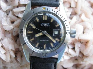 Venus Vintage Mid Size Stainless Steel Automatic Dive Watch, Excellent