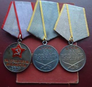   Valiant Labor Medal #45063 & 2 Combat Service Medals + doc order