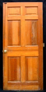   Vintage Colonial Solid Pine Wood Entry Exterior Door 6 Panel Hardware