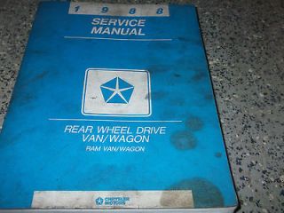 1988 Dodge RAM VAN WAGON RWD Service Shop Repair Manual OEM FACTORY 