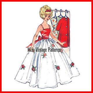 Vintage Doll Clothes Pattern ~ Barbie or Tammy ~ dress, closet 