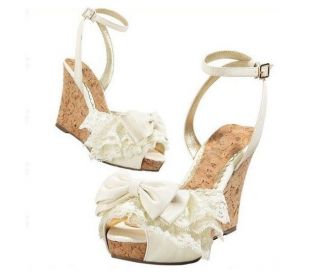 Japanese Vivi Styled High heel Wedges with Bows & Lace
