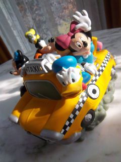 Disney FAB FIVE TAxi Cab Rubber Coin Bank Mickey & Mini Mouse Daffy 