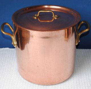 ANTIQUE LARGE HEAVY FRENCH COPPER / BRASS POT DIAMETER 12 THICKNESS 3 