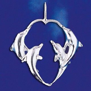   Silver Dolphin Heart Pod Design Pendant Marine Ocean Charm Solid 925