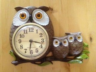 Vintage Burwood OWL Clock Late 1960s Works Great Cutest Ever 