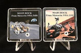   MOON & MARS METEORITES   2 Deluxe Rock & Art Displays w/ Easels