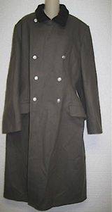 Long East German Wool Military Overcoat Outer Coat Top Gray 52 42 L