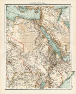   Map NORTH EAST AFRICA EGYPT SUDAN SAUDI ARABIA PALESTINE Andree 1904
