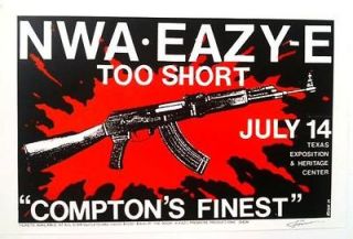 NWA EAZY E TOO SHORT COMPTONS FINEST TEXAS POSTER SIGNED BY ARTIST 