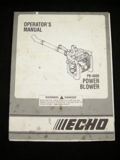 ECHO PB 4600 POWER BLOWER Operators Manual