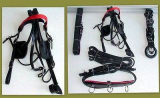 Economy Leather Mini/Pony Plain Starter Training Cart Harness Black 