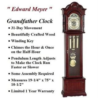 Grandfather Clock  Edward Meyer  Walnut Finish w/ Beveled Glass 