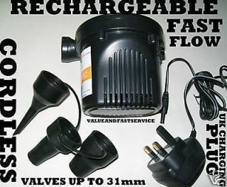 NEW RECHARGEABLE ELECTRIC AIR PUMP AIRBED INFLATOR CAMP CAMPING 