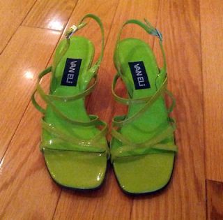 Lime green Van Eli VANELI cute sandals sz 7 narrow leather