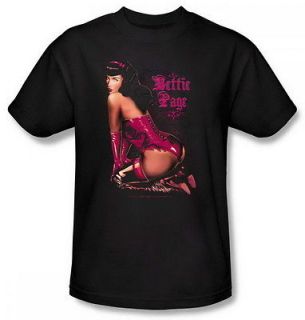 Bettie Page Vinyl & Lace Black Adult Shirt PAG631 AT
