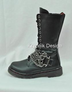 Demonia Disorder 301 goth gothic punk biker boots womens 8 brass 