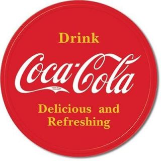 Vintage Tin Metal Sign Coco Cola Coke Bottle soda drink round logo 