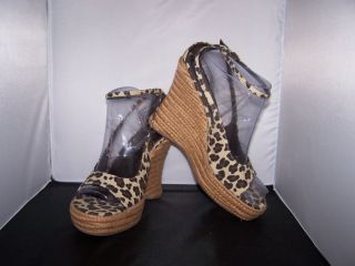   Secret Leopard Peep Toe Wedge Shoes Espadrille Heels Colin Stuart