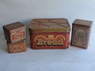   Chein Better Baked Bread Tea Coffee Grain Tin Bin Box Container Lot