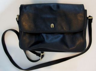 ETIENNE AIGNER Faux Leather Shoulder/Messe​nger Bag, Black; Great 