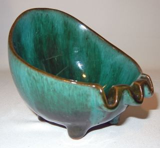 Canadian Evangeline Modern Art Pottery Blue Green Drip Glaze Ashtray 