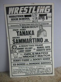 Vintage Pro Wrestling Event Poster Middletown, NJ w/Tanaka vs 