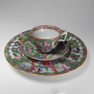 Chinese Export Rose Medallion Tea & Luncheon Set Rare Hook Cup, Saucer 