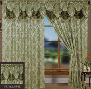 SET OF 2 PENELOPIE CURTAINS WITH ATTACHED AUSTRIAN VALANCE