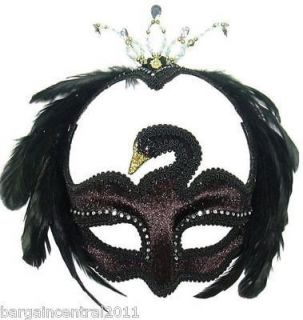 Black Swan Feather Eye Mask. Masquerade Fancy Dress Costume. Hen Night 