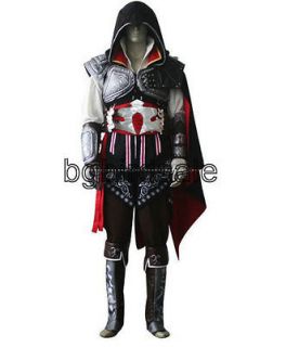 One Set Assassins Creed 2 II Ezio Anime Cosplay Black Costume Unisex 