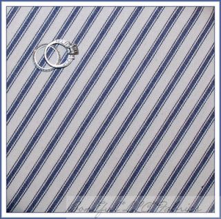 BonEful Fabric FQ Denim Blue Cream Off White ** Ticking Stripe VTG 