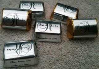 210 SILVER FOIL MONOGRAM WEDDING CANDY WRAPPERS FAVORS