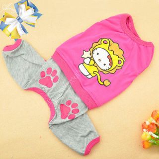   Cute Pet Dog Jumpsuit Kitty Leonid Cotton Clothes Clothing XS,S,M,L