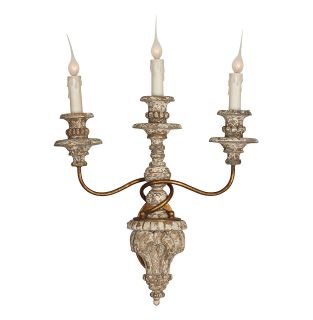 Pair Bristol French Manor Vintage White 3 Light Wall Sconces
