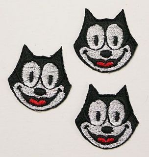 FELIX THE CAT Cool Set of THREE x Embriodered Iron On Character 