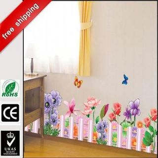 flower fence!Vinyl Art Mural Home Room Decal Decor Wall Stickers 