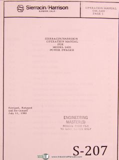 Harrison, Sierracin, OM 5420, Power Swager, Operaitons Manual Year 
