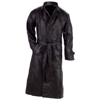 Mens/Womans Genuiine Buffalo Leather Trench Black Duster Coat~S M L XL 