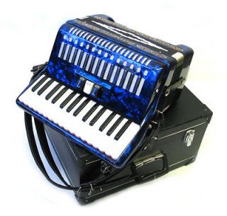New Blue 32 Bass Piano Accordion 3 Switch 30 Key w/Case, Straps 