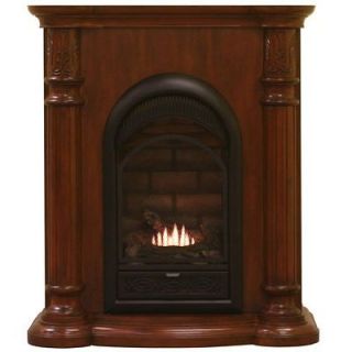 Hearth Sense Vent Free Gas Fireplace with Cherry Finish Mantel