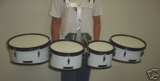 New set of white parade marching quad drums w carrier