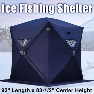 Dark Blue Ice Fishing Shelter 2 3 4 Man Person Pop Up Portable Shanty 