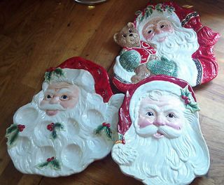 Lot of 3 NIB Fitz and Floyd Santa Claus/Christmas Canape and Deviled 