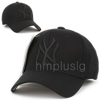 NEW YORK YANKEES Flex Fit Baseball Cap Hat MA ALL BLACK