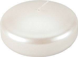 Large Unscented FLOATING CANDLE Disk ~ 3 1/2 PEARLIZED WHITE
