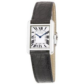 Cartier Womens W5200005 Tank Solo Leather Strap Watch Watches 