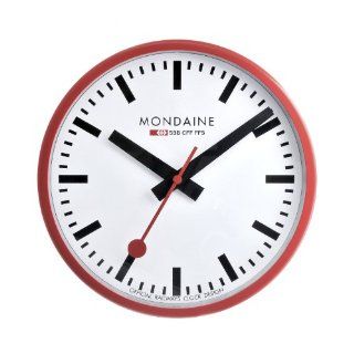 Mondaine A990.CLOCK.11SBC Wall Clock White Dial Red Frame: Watches 
