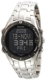 Pulsar Mens PQ2001 World Time Alarm Chronograph Silver Tone Watch 