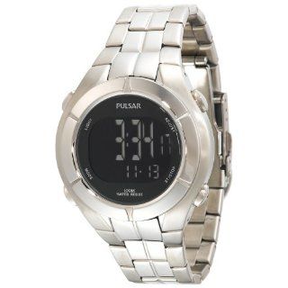 Pulsar Mens PR2001 Digital Chronograph Silver Tone Watch: Watches 